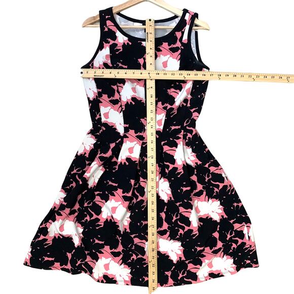 Ann Taylor Black Pink Floral Box Pleat Dress Sleeveless 4 S Small - Picture 6 of 9